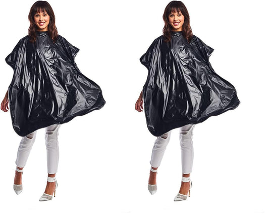 Betty Dain Lustre Waterproof Shampoo Cape - Stain-Resistant Vinyl with Soft Nylon Neckband & Touch-Close Fastener, 36"x54", Black