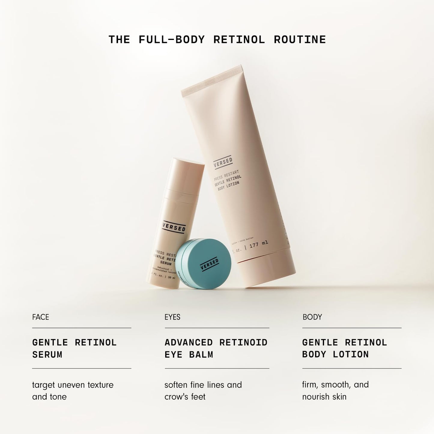 Versed Press Restart Retinol Body Lotion, 6oz – Firming, Lightweight Moisturizer with Cocoa Butter, Squalane & Vitamin E for Dark Spots & Aging Skin