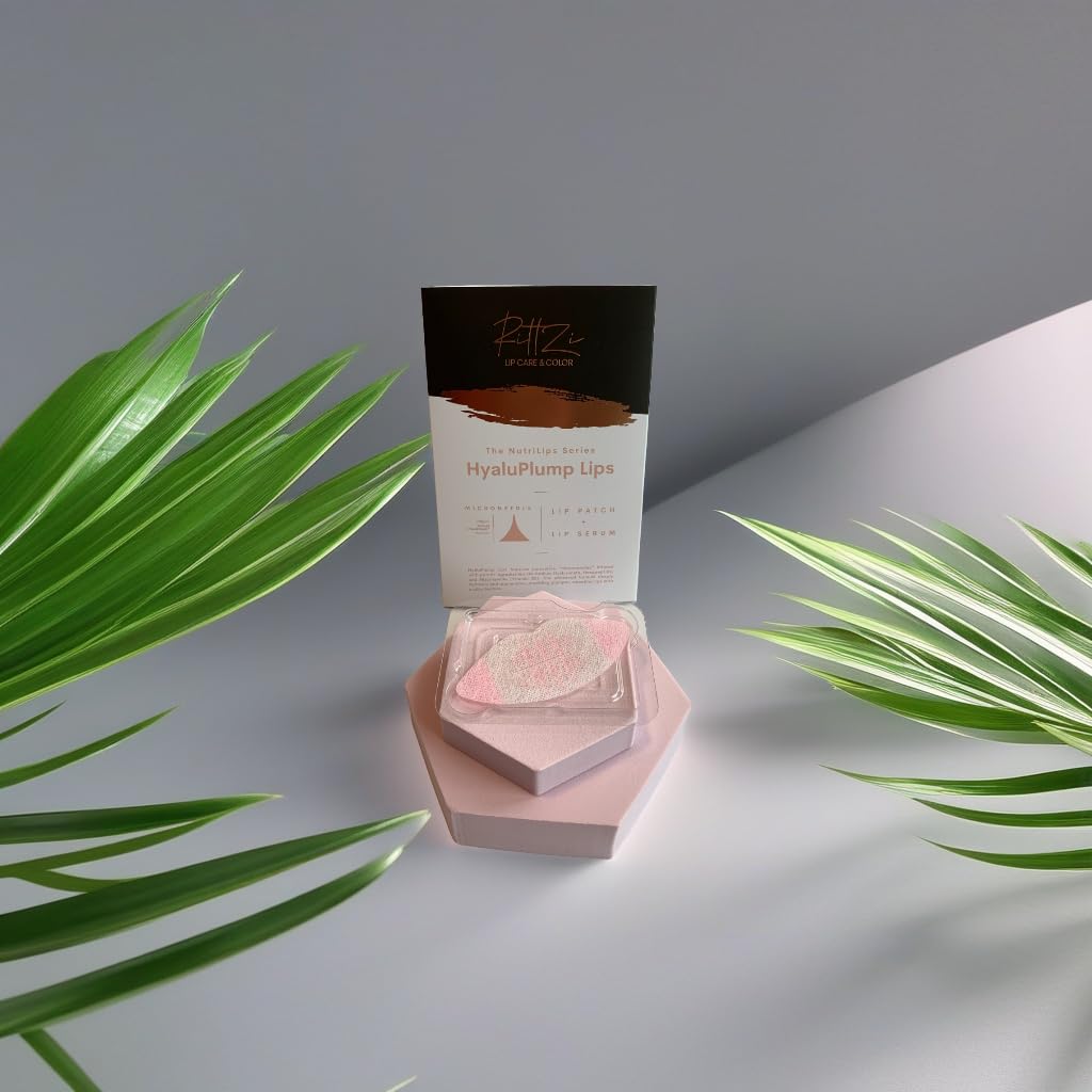 RittZi HyaluPlump Lips 2-Step Lip Care System – 800 Self-Dissolving Microneedles with Hyaluronic Acid, Niacinamide & Peptides for Plumper Lips