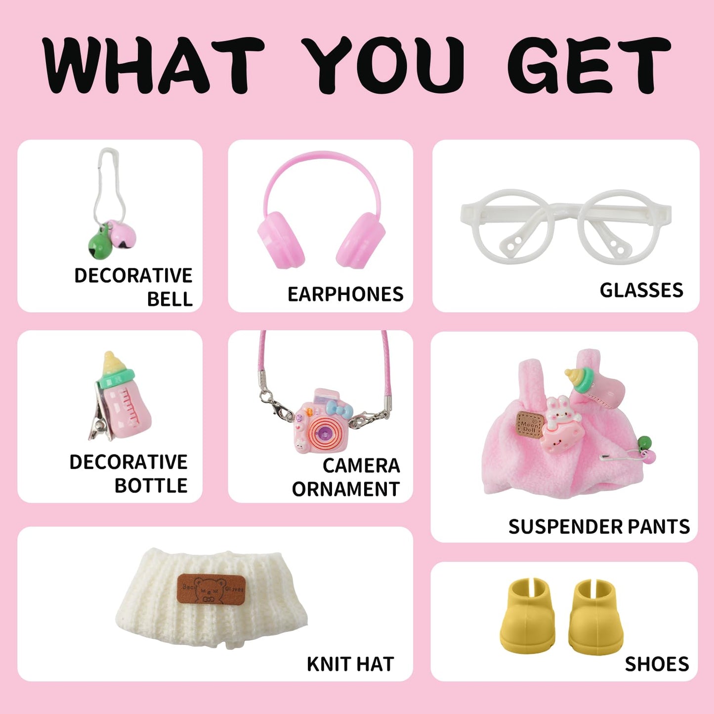 8-Piece Set Dolls Clothes(NO Doll), 17cm Dolls Cute Outfit Accessories, Small Clothes Set for Doll, Gift for Women(Pink)