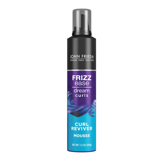 John Frieda Frizz Ease Curl Reviver Mousse, Enhances Curls, Soft Flexible Hold, Mousse for Curly or Frizzy Hair, 7.2 Ounces, Alcohol-Free