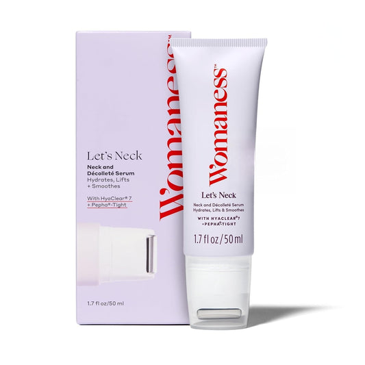 Womaness Let's Neck Firming Serum with Cooling Roller – Hydrates, Lifts & Smooths Wrinkles, Tightens Sagging Skin, 50ml