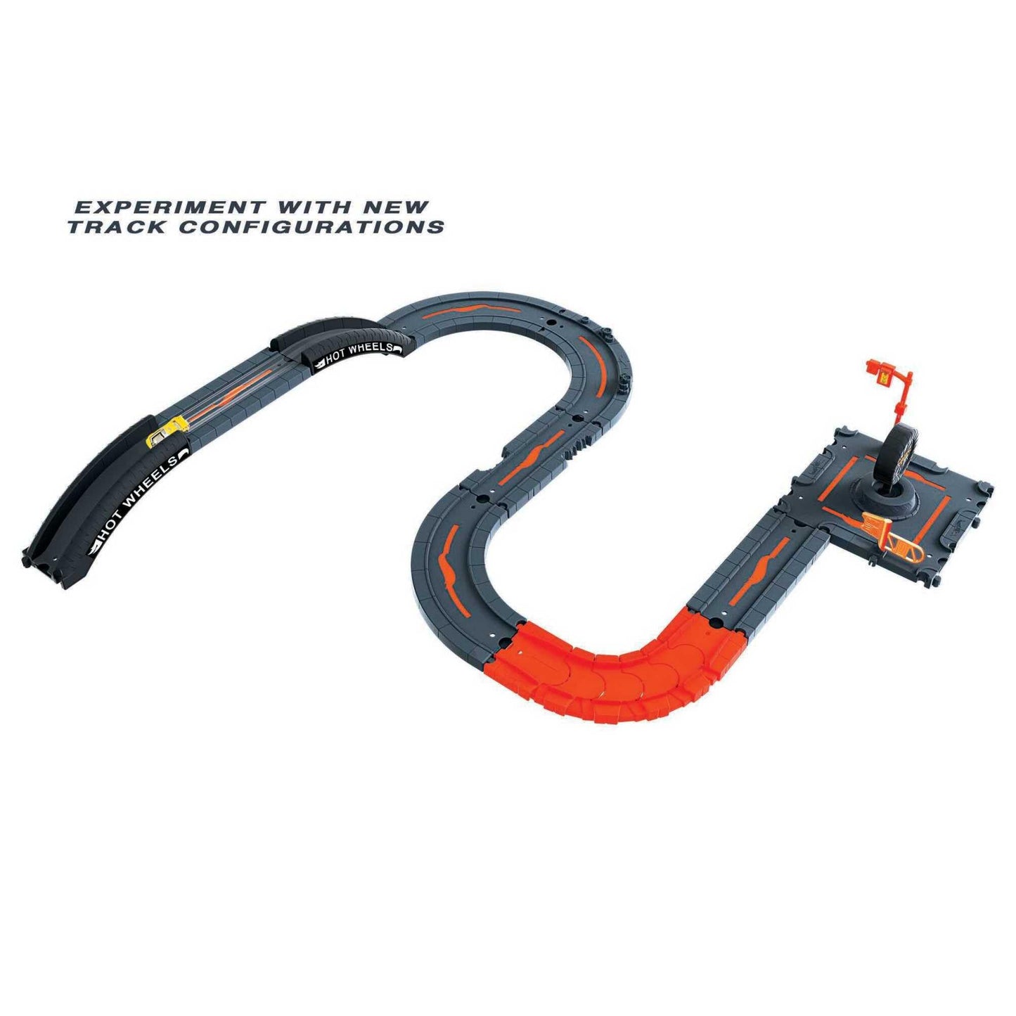 Hot Wheels Toy Car Track Set Pack, 10 Track-Building Parts with City Square, Bridge & 1:64 Scale Vehicle, Connects to Other Tracks