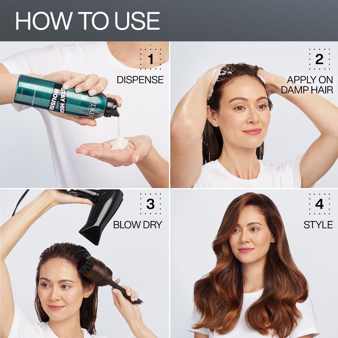 Redken Stay High Volumizing Mousse For Fine Hair - High Hold Gel to Mousse, Strong Hold for 24 Hours