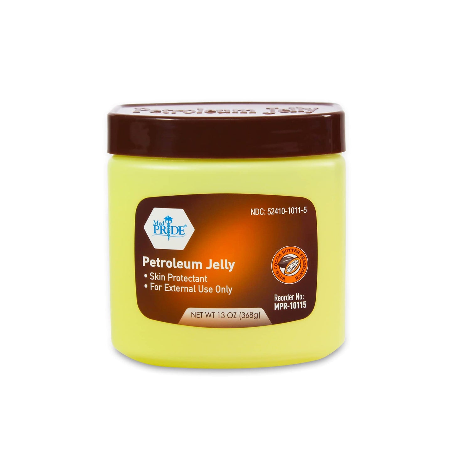 Med Pride Petroleum Jelly with Cocoa Butter – Large 13 oz Moisturizing Skin Protectant for Dry Skin, Rashes & Burns, Light Fragrance