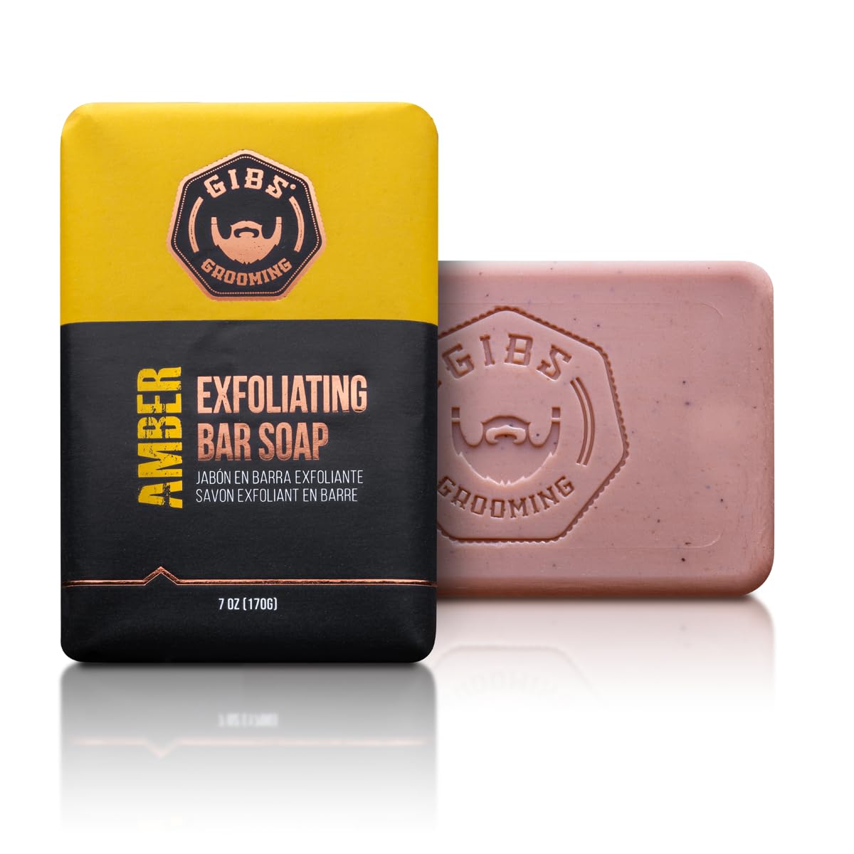 GIBS Amber, Exfoliating, Long-Lasting, Woodsy, 7oz Bar Soap