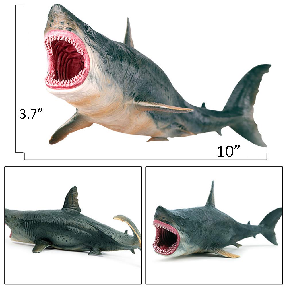 EOIVSH Megalodon Shark Toys - Large Realistic Ocean Animal Figures, Plastic Sharks for Bath, Collection, Cake Toppers & Gifts