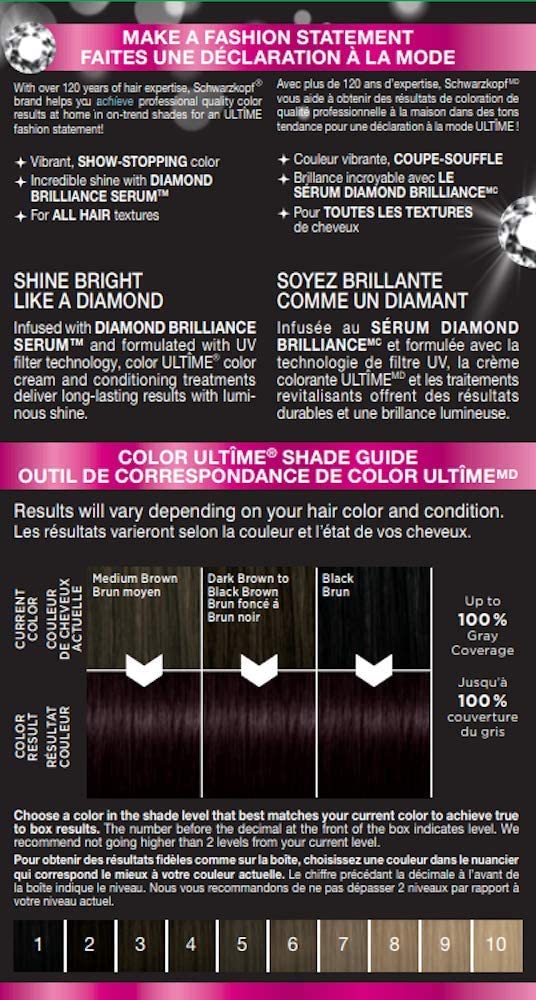 Schwarzkopf Color Ultime Hair Color 1.3 Black Cherry | Permanent Hair Dye for Vivid, Fade-Resistant Color & Shine Up to 10 Weeks, 1 Application