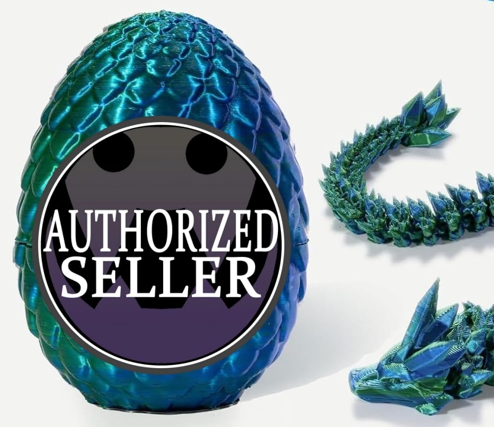 3D Printed Dragon Surprise Egg with Dinosaur Fidget Toy for Kids – Birthday, Halloween & Christmas Gift, Indoor/Outdoor Fun (Green)
