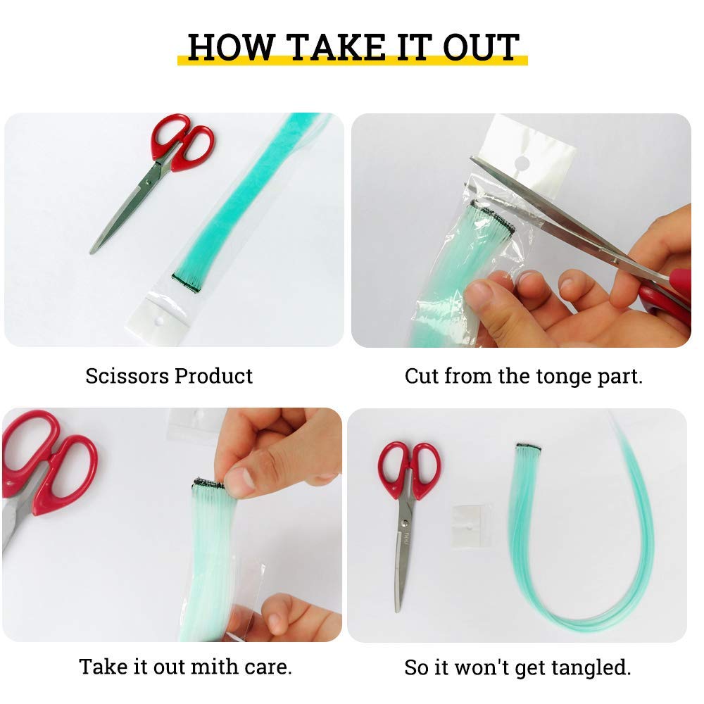 KGBFASS 32 Pack Colored Hair Extensions 20" – Rainbow Clip-In Synthetic Highlights for Girls, 16 Vibrant Colors, Straight Party Hair Pieces