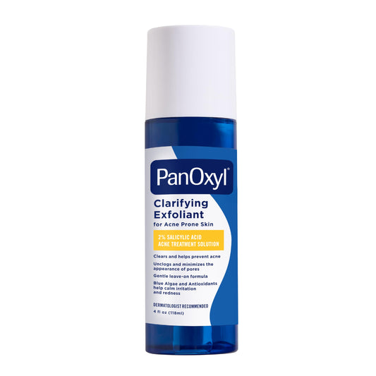 PanOxyl 2% Salicylic Acid Exfoliant for Face – Unclogs Pores, Calms Redness with Blue Algae & Antioxidants, Acne-Prone Skin, 4 fl oz