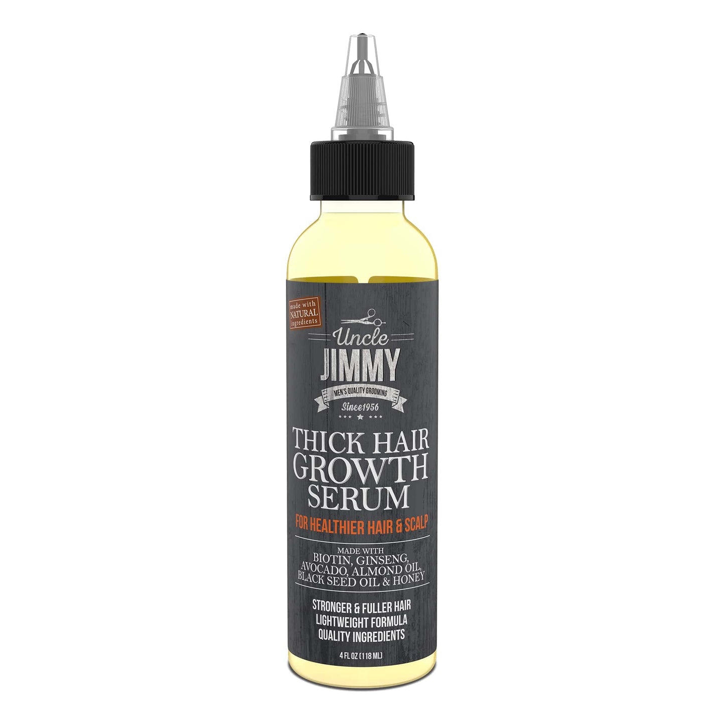 Uncle Jimmy Thick Hair Growth Serum, Hair Growth Treatment, Anti Hair Loss, Promotes Thicker, Stronger Hair for Men & Women 4 Fl Oz