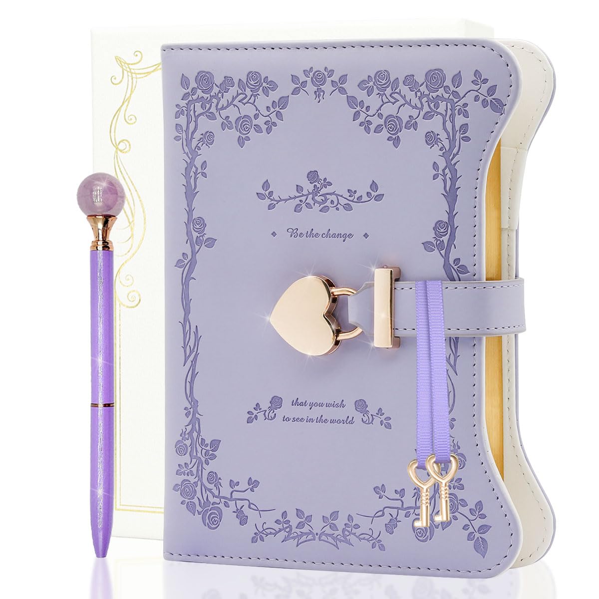 SCI Girls’ Locking Diary with Pen – 360 Pages Journal, Cute Lavender Purple Gift for Ages 8-14, Teen Girls Secret Journal Set