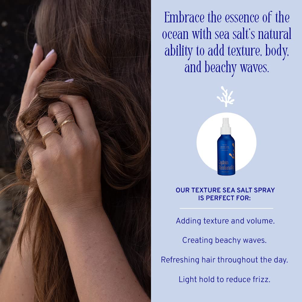 Captain Blankenship Texture Sea Salt Hair Spray | Adds Volume, Texture & Natural Waves | Color-Safe, Organic, Sulfate-Free, Vegan Haircare - 2 oz