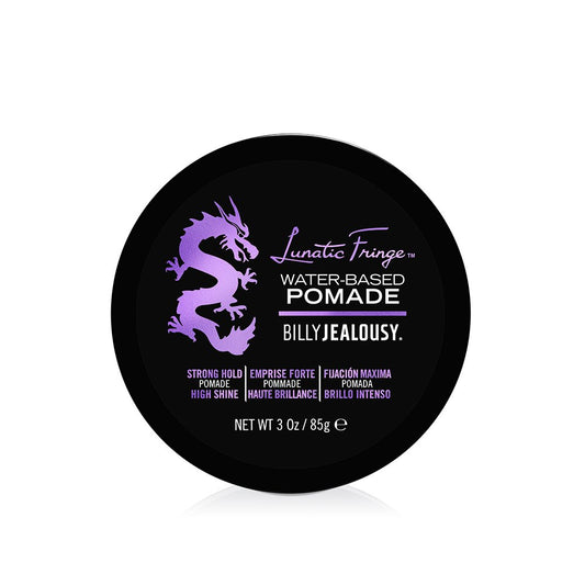 Billy Jealousy Lunatic Fringe Water-Based Pomade for Men – Strong Hold, High Shine, Vegan & Water Soluble Hair Styling Product, 3 oz