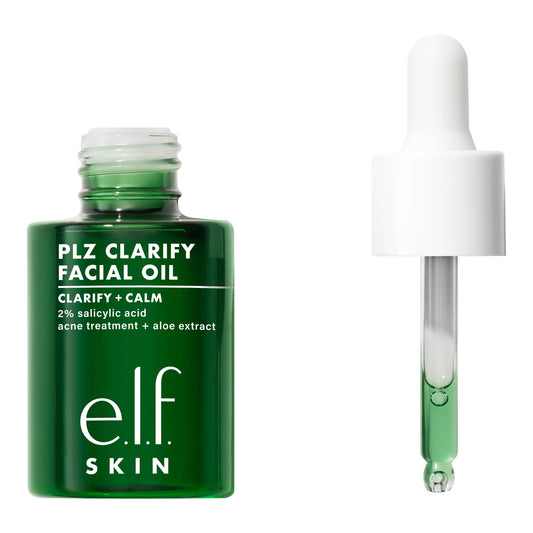 e.l.f. SKIN PLZ Clarify Facial Oil, Face Oil For Treating & Preventing Acne, Helps Calm Redness, Made with Salicylic Acid, Vegan & Cruelty-Free, 1 oz