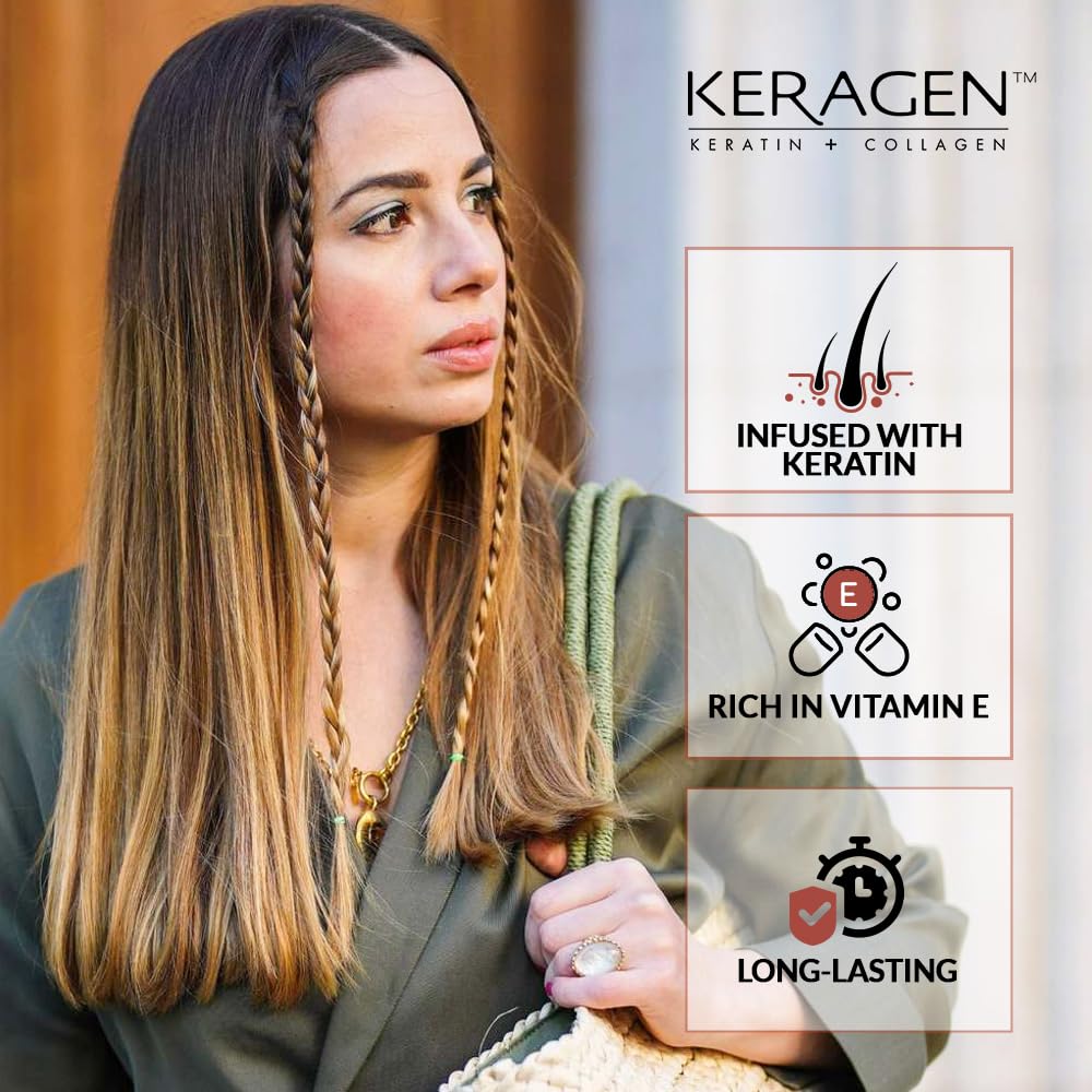 Keragen Brazilian Keratin Hair Treatment Kit – Sulfate-Free Straightening Cream & Anti-Frizz Solution for Dry, Damaged Hair, Salon-Grade Combo Set