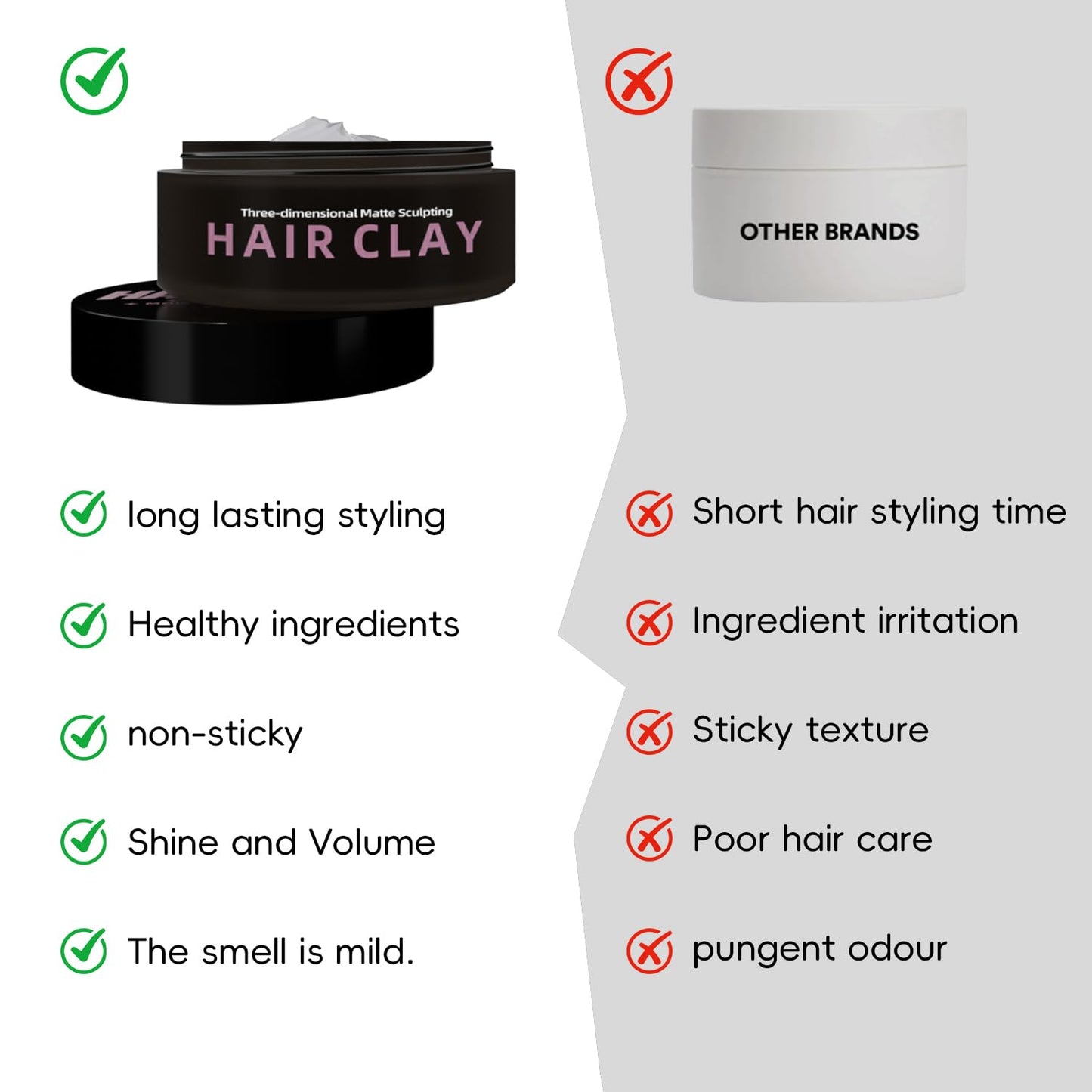 Mlivrom Men’s Hair Clay Matte Pomade, Super Hold Long Lasting Style, Shine And Moisturising, Matte Finish Pomade for All Hair Types