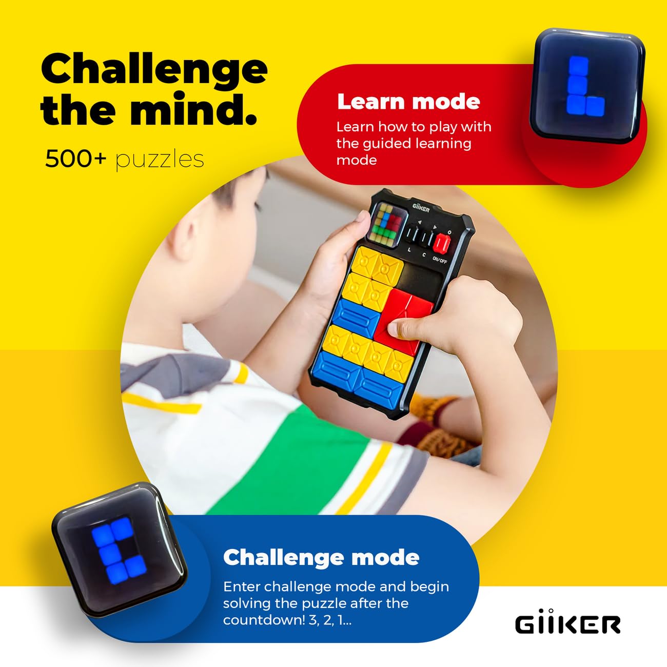 GiiKER Super Slide Puzzle Game – 500+ Brain Teaser Challenges, Smart Toy for Kids & Teens, Travel Game, Road Trip Activity & Gift for Boys & Girls