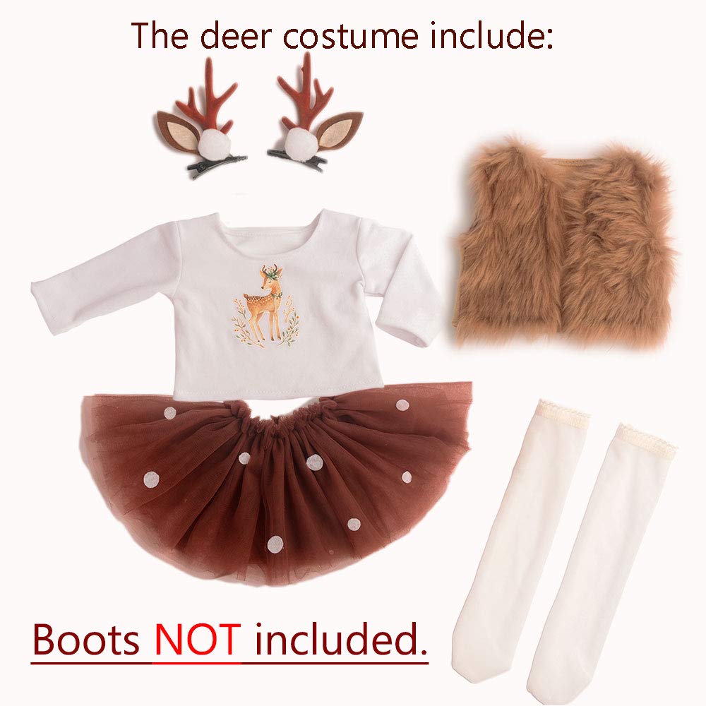 Sweet Dolly 18 Inches Doll Clothes Christmas Deer Costume Tutu Dress fits 18 Inch Doll