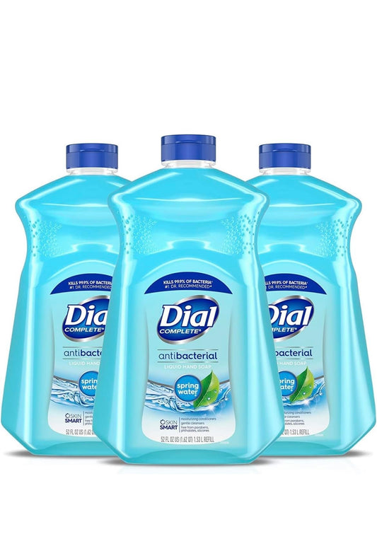 Dial Antibacterial Liquid Hand Soap Refill, Spring Water, 52 fl oz Pack of 3