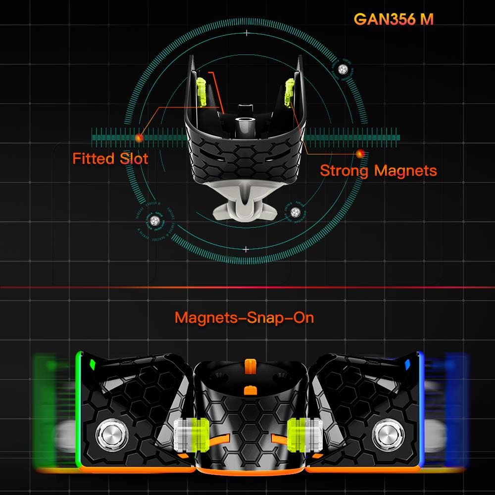 GAN 356 M, 3x3 Magnetic Speed Cube Stickerless 356M Magic Cube with Extra GES, Frosted Version