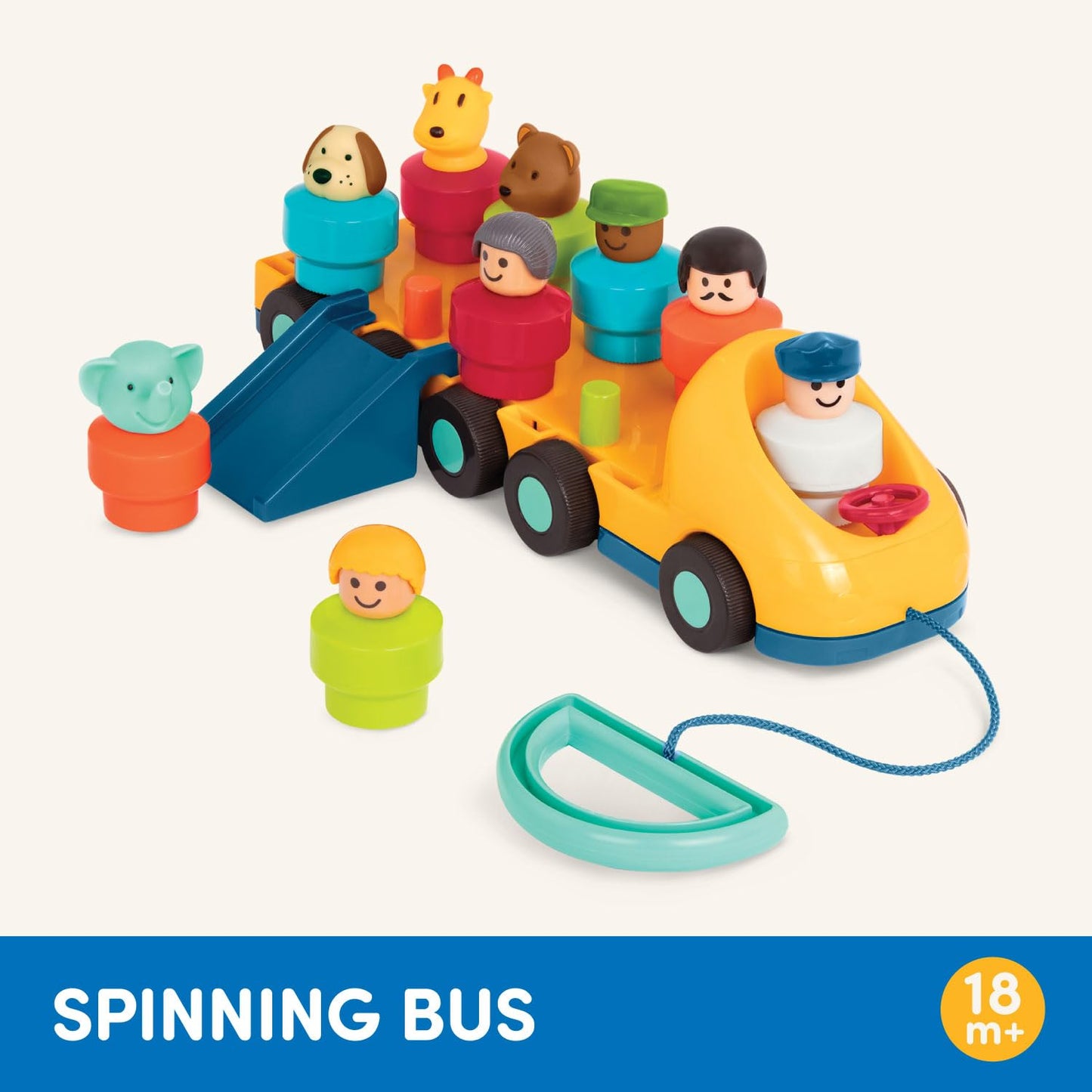 Battat – Toy Bus for Toddlers with Moving Parts & 9 Figures – Developmental Toy for Babies – Spinning Bus – 18+ Months