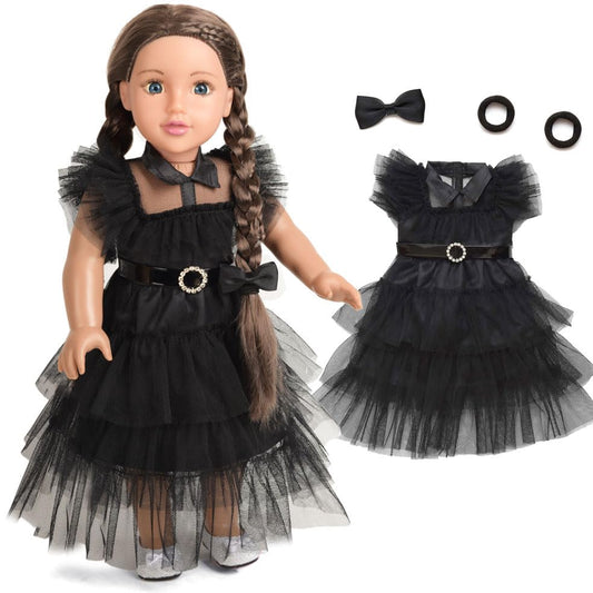 Sweet Dolly 18 Inch Doll Clothes Black Party Dress Costume Accessories for 18 Inch Dolls (Doll NOT Included)