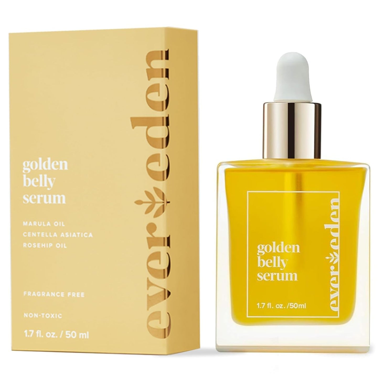 Evereden Golden Belly Serum 1.7 fl oz – Clean, Vegan, Non-Toxic Belly Oil for Pregnancy & Postpartum, Stretch Mark & Maternity Skincare