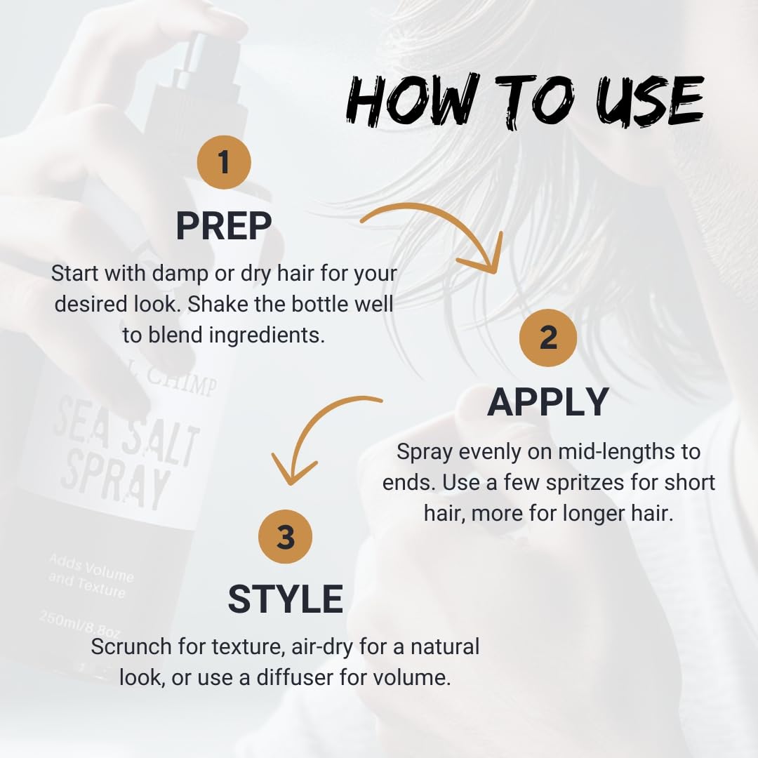 Tribal Chimp Sea Salt Spray for Men 250ml – Volumizing, Thickening & Texturizing Hair Spray – Strong Hold, Natural, Non-Toxic & Alcohol-Free