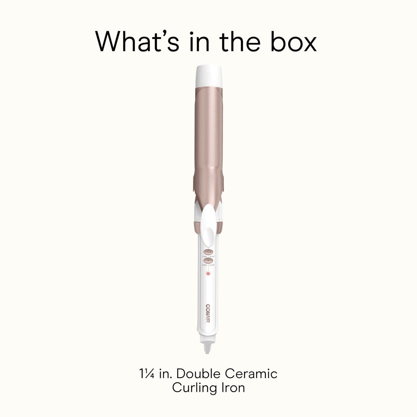 Conair Double Ceramic 1-1/4 Inch Curling Iron, 1.25-Inch Barrel Creates Loose Curls, Hair Curler for Use on Medium and Long Hair, White