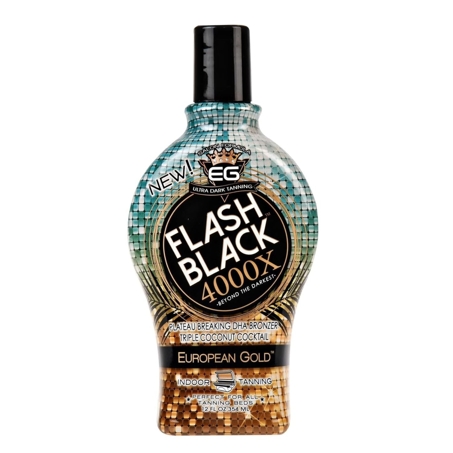 European Gold Flash Black 4000X Indoor Tanning Lotion with Time-Release DHA Bronzers, 12 oz