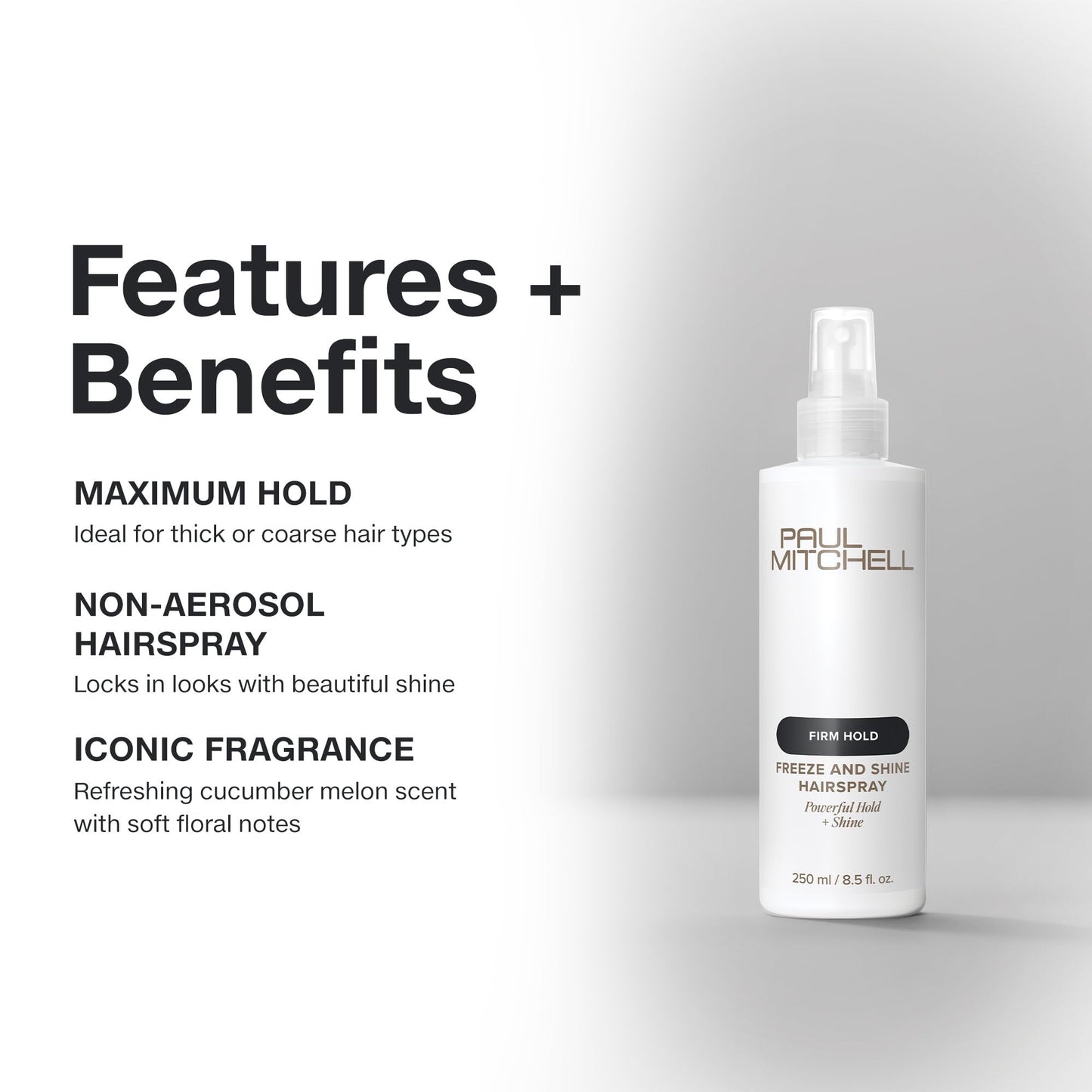 Paul Mitchell Freeze and Shine Hairspray, Powerful Hold + Shine, For Coarse Hair, 8.5 fl oz