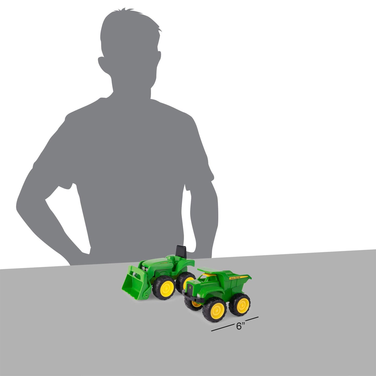 TOMY John Deere Vehicle Set - 2-Pack Dump Truck & Tractor with Loader, 6" Construction & Sandbox Toys for Kids 18 Months+