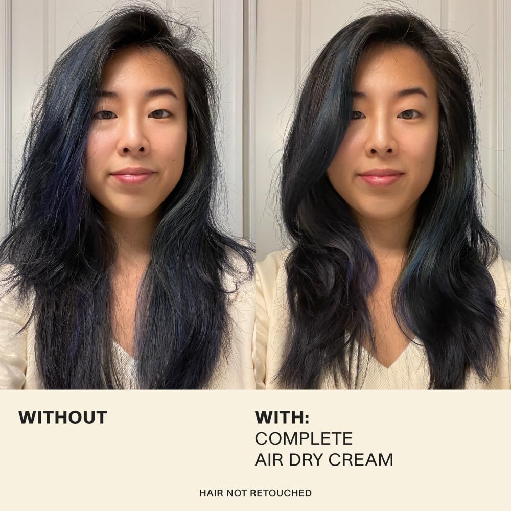 JVN No Heat Complete Air Dry Cream 5 Fl Oz – Silicone-Free Smoothing Cream for Natural Texture, Defines Curls & Waves, Frizz Control & Shine