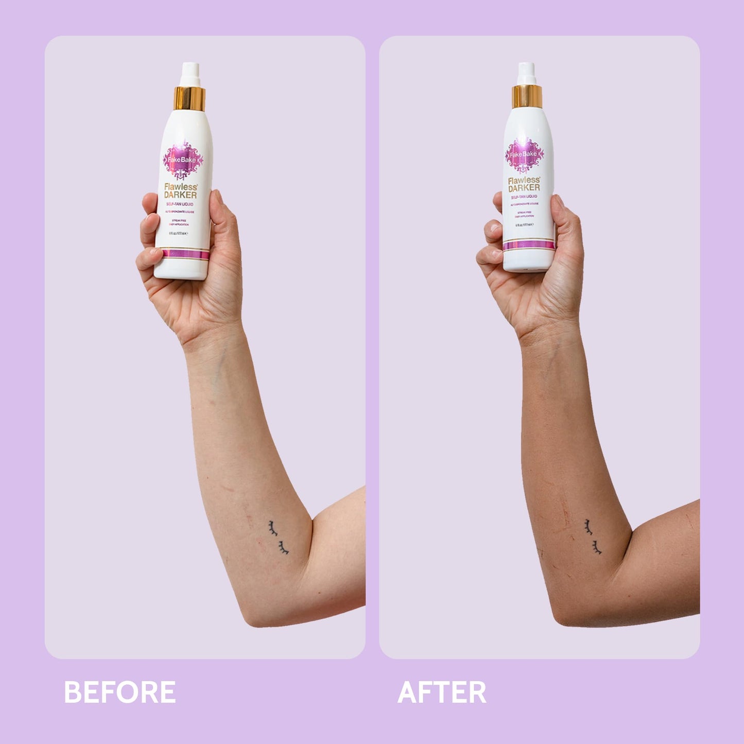 Fake Bake Flawless Darker Self-Tanning Liquid – Streak-Free, Long-Lasting Sunless Tanner for All Skin Tones with Mitt & Black Coconut Scent, 6 oz