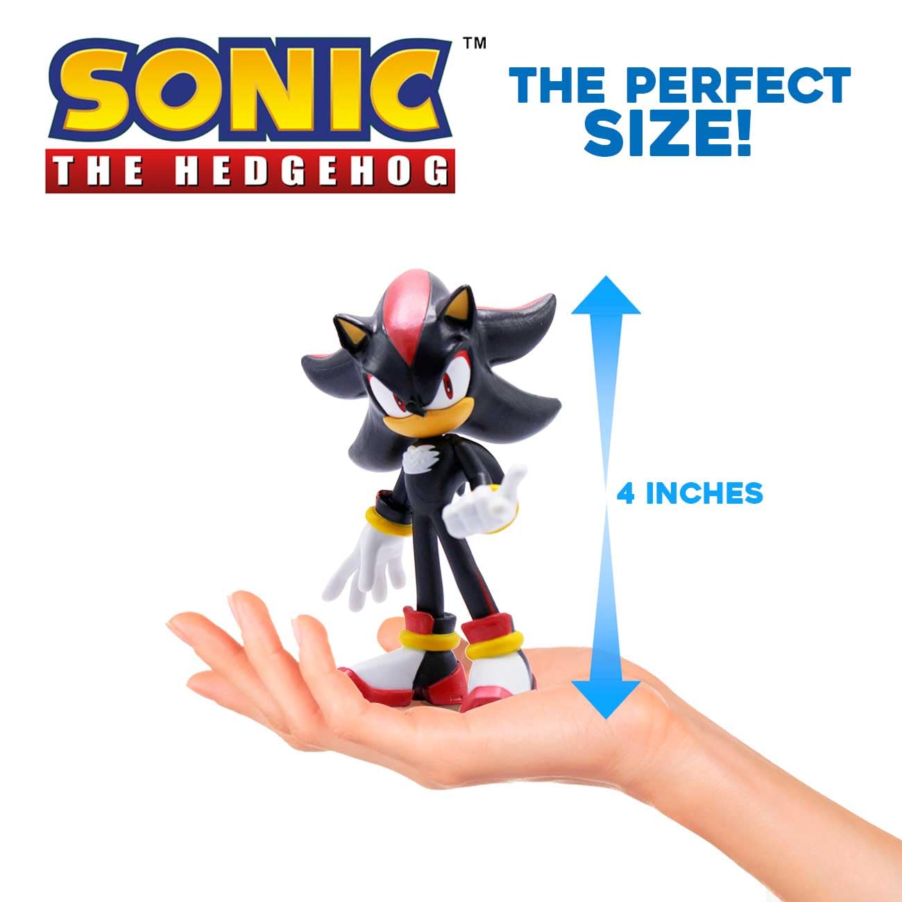 Official Sonic The Hedgehog Metallic Knuckles & Shadow 4″ Action Figures – Buildable, Interchangeable Arms & Accessories, Collector Window Box