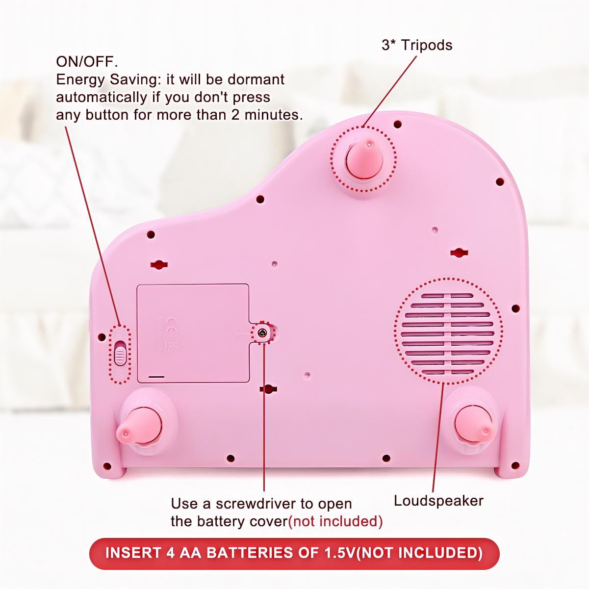 Love&Mini Pink Piano Toys for 1+Years Old Girls First Birthday Gifts Toddler Piano Music Toy Instruments with 24 Keys and Microphone