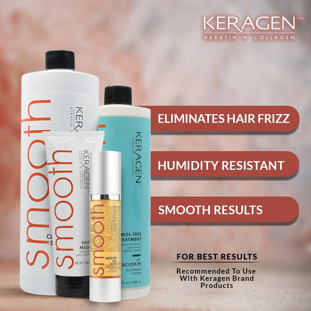 Keragen Brazilian Keratin Smoothing Treatment 16 Oz | Formaldehyde-Free Blowout Kit | Organic Keratin & Collagen for Frizzy, Dry, Damaged Hair | Salon Results at Home