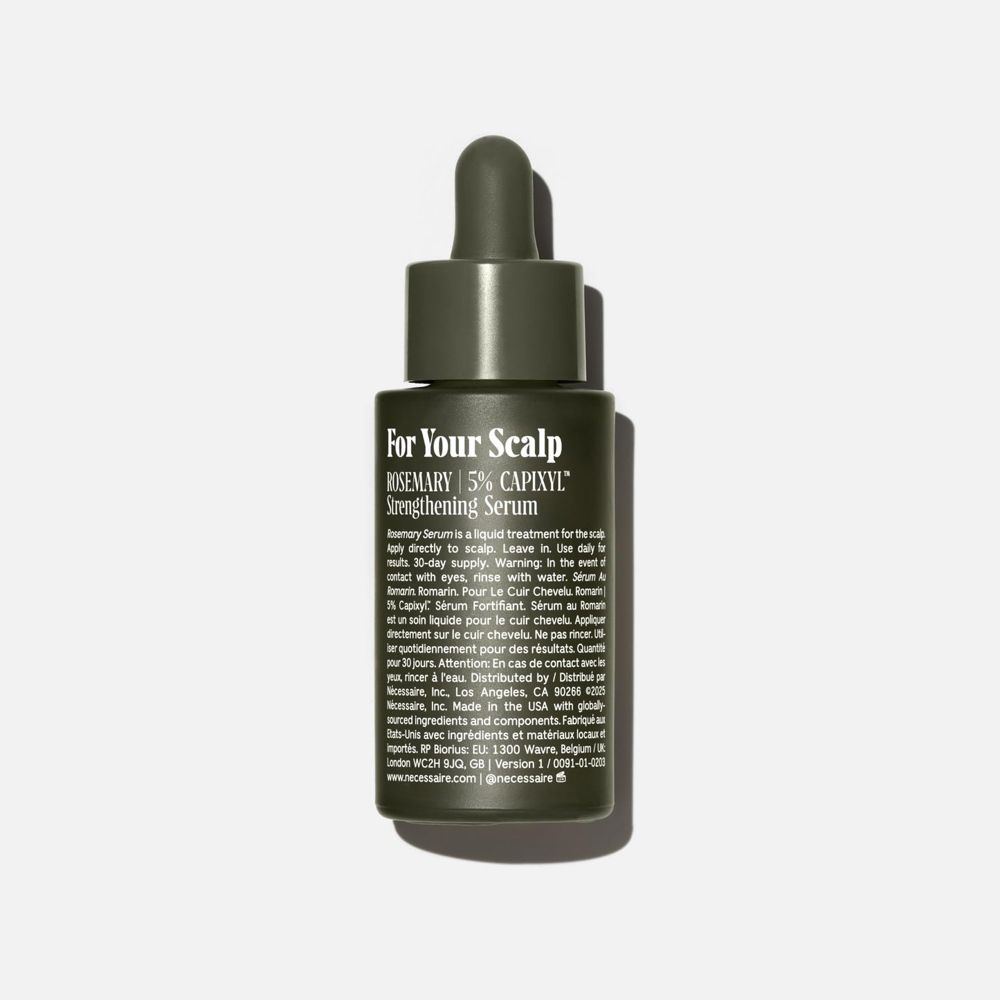 Nécessaire Rosemary Serum for Fuller, Denser Hair | 70% Rosemary + 5% Capixyl™ | Supports Thicker, Healthier Hair | Vegan, No Residue | 1 fl oz