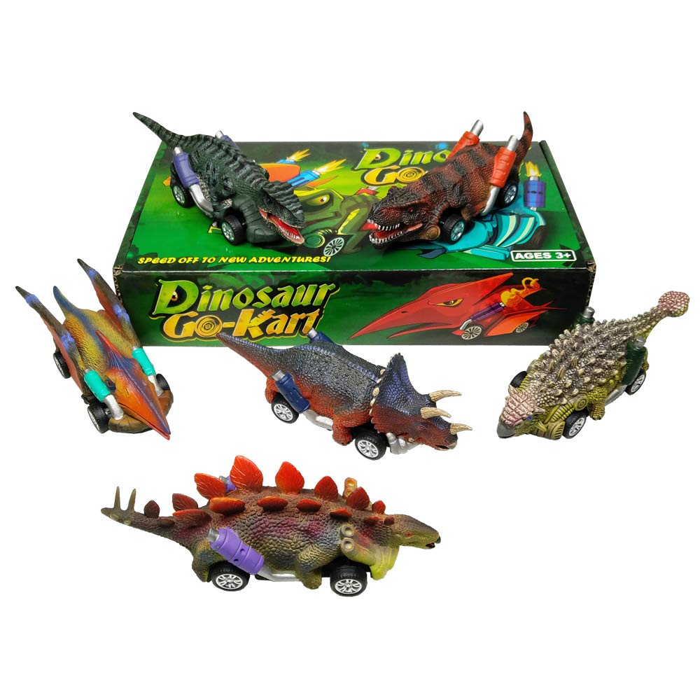 DINOBROS 6-Pack Dinosaur Pull Back Cars Toy Set for Toddlers & Kids Ages 3+ | T-Rex & Dino Vehicles, Fun Dinosaur Games for Boys & Girls