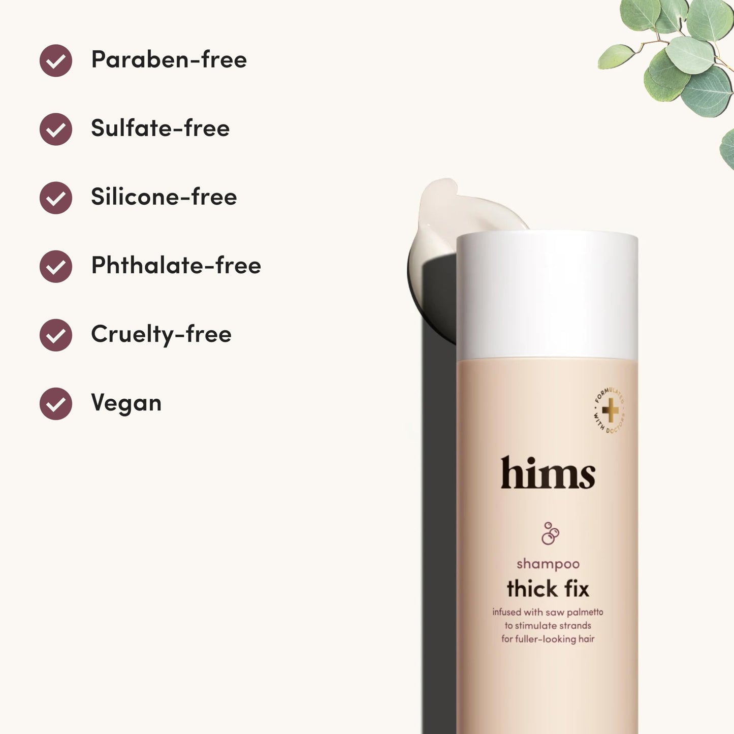 hims Thick Fix Shampoo & Conditioner Set – Saw Palmetto for Hair Growth & Thickening – Scalp Cleanser – Vegan, Sulfate-Free, Cruelty-Free, 6.4 fl oz