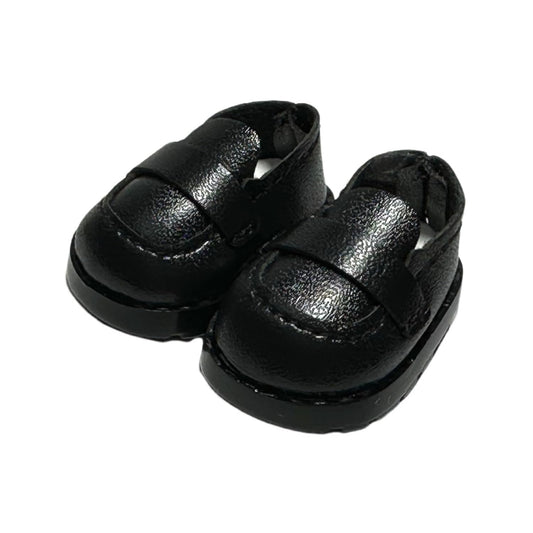 QIXINGWISE 1 Pair Doll Shoes for 15-17cm Dolls, Mini PU Leather Loafers, Fashion Doll Outfit Accessories, Black