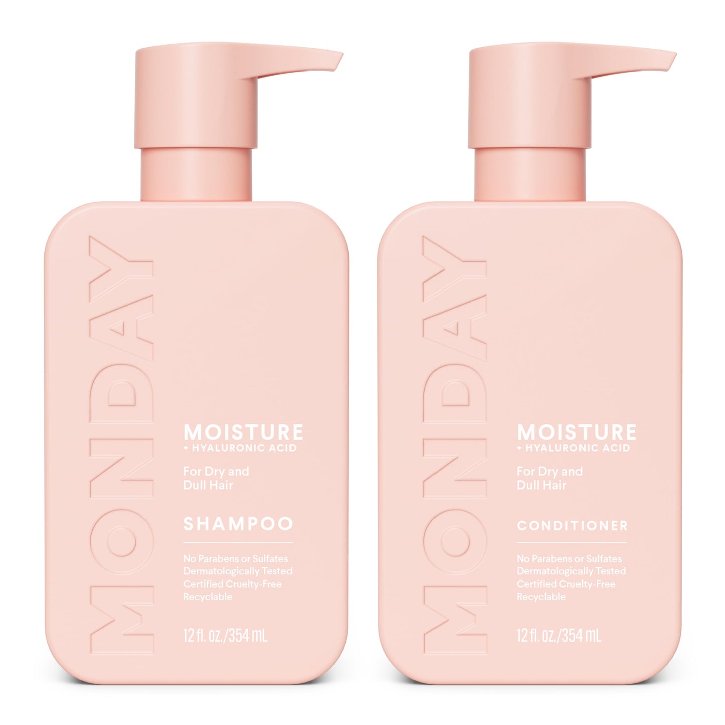 MONDAY HAIRCARE Moisture Shampoo & Conditioner Set | Hydrating for Dry, Frizzy, Coarse Hair | With Coconut Oil, Rice Protein & Shea Butter | 12 fl oz, 2 Pack