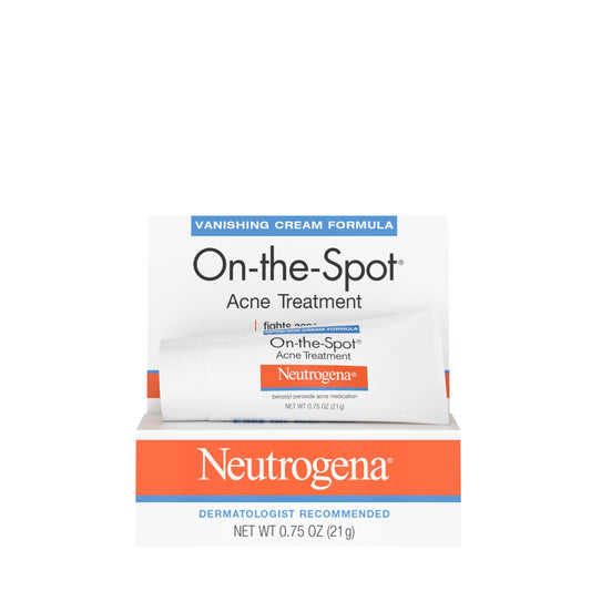 Neutrogena On-The-Spot Acne Treatment Cream, 2.5% Benzoyl Peroxide, Clinically Proven, Gentle Formula for Acne-Prone Skin, 0.75 oz