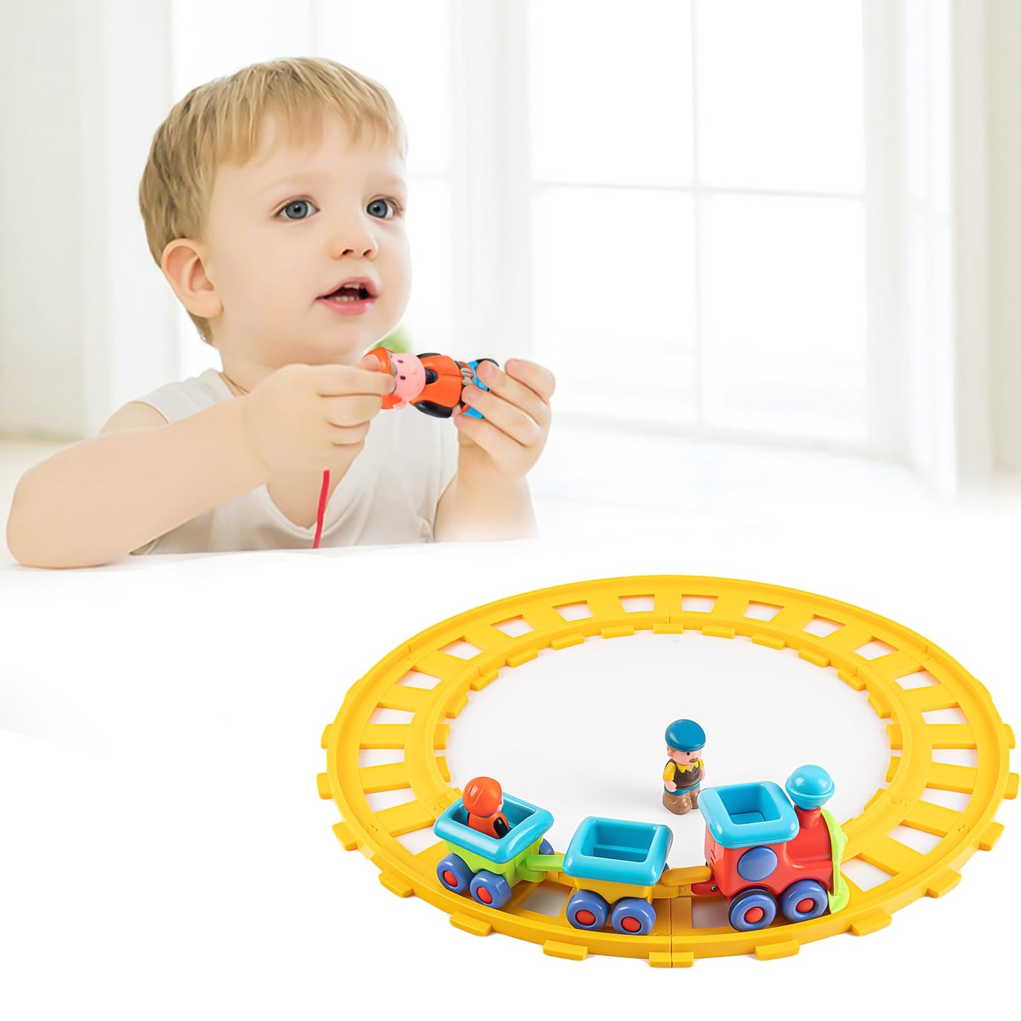 Auspint Musical Electric Toy Train Set with Tracks, Lights & Sounds | Fun Train Playset for Kids Ages 12-18 Months, 2 3 4 Year Old Birthday Gift
