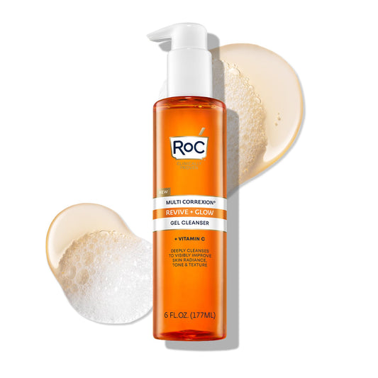 RoC Multi Correxion Revive + Glow Vitamin C Gel Cleanser – Face Wash with Glycolic Acid, Paraben & Sulfate-Free, 6 oz Skincare