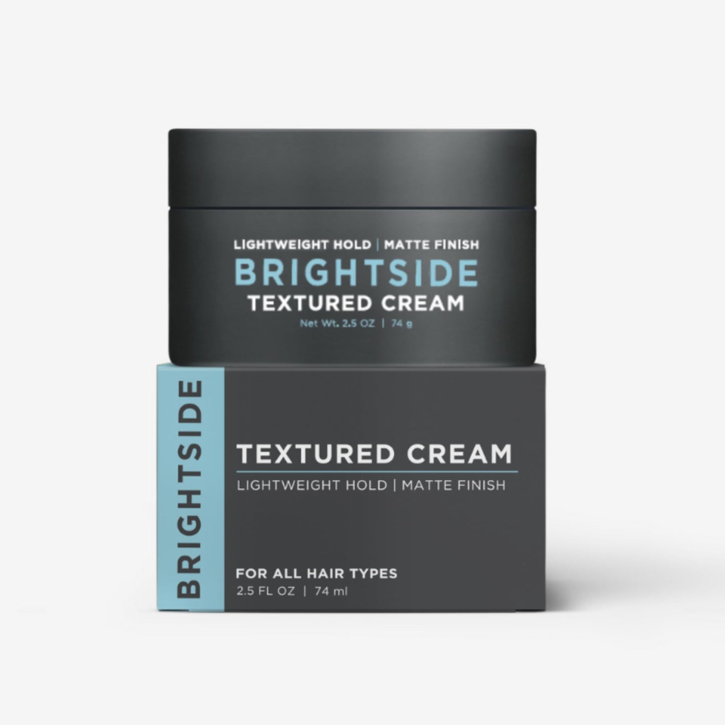 BRIGHTSIDE Textured Cream - Lightweight Matte Styling Cream for All Hair Types - Water-Based Blend with Kaolin, Silica & Bentonite Clay (2.5oz)