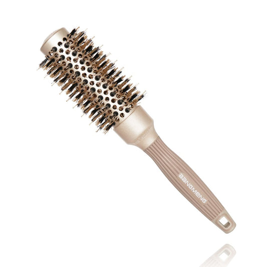 BANGMENG Round Barrel Hair Brush with Boar Bristles – Nano Thermal Ceramic Ionic Tech for Shine, Smooth Blowouts & Frizz Control (1¼")