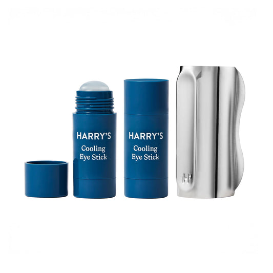 Harry's Cooling Eye Kit for Men - Gua Sha Depuffing Facial Massage Tool and 2 Cooling Eye Sticks